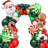 Christmas Balloon Garlands Arch Kit 161Pcs With Red Green White Gold Balloons Candy Cane Swirl Gingerbread Balloon Santa Claus Foil Balloons For Merry Xmas Friendsmas Party Decorations Party Supplies