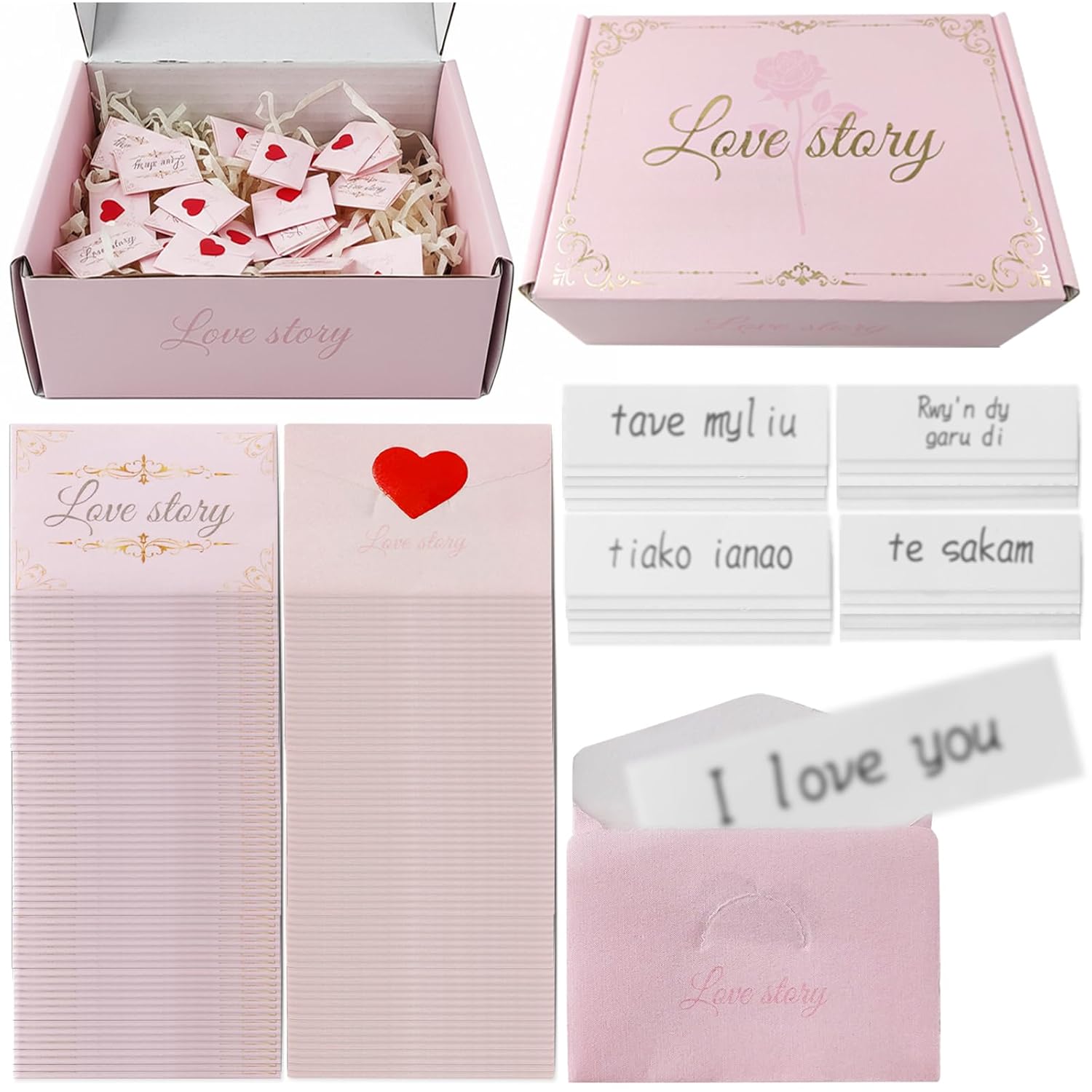 200Pcs Mini Greeting Cards Notes For Him Her Valentines Card For Him Heart Sticky Notes Valentines Day Gift For Her Cute Stuff Long Distance Relationship Gifts Anniversary For Boyfriend Girlfriend