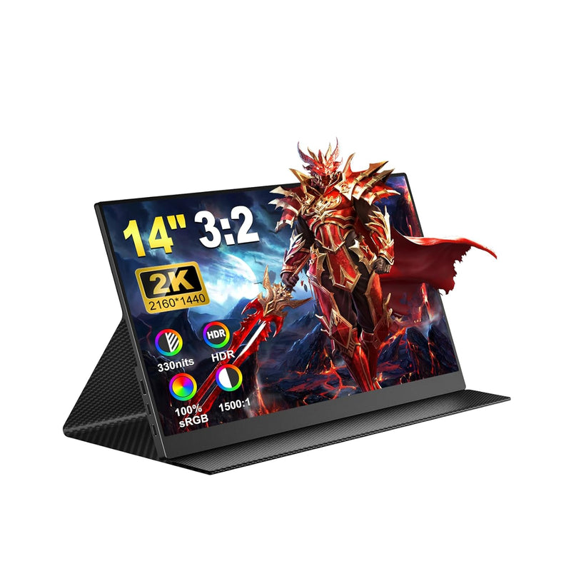 2K Portable Monitor, 14" Portable Screen Ips 2160X1440 Qhd Usb-C&Hdmi 100% Ado