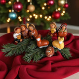 Tiny Peruvian Musical Nativity Scene, Religious Nativity Set For Indoor Christmas Decor, 8-Pcs Set 2" Tall