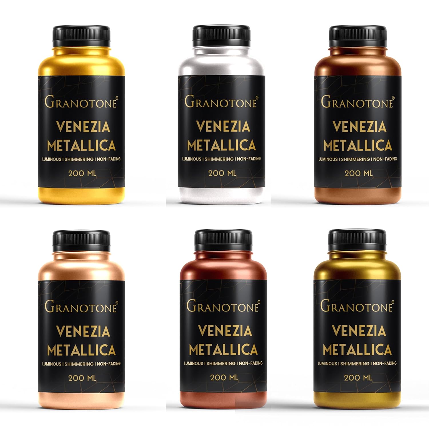 Metallic Acrylic Paint Set - 6 Vibrant Colors, 7 Oz Each | Non-Toxic Student-Friendly Paints For Art, Craft & Hobby | Ideal For Artists & Kids | Premium Quality | Made In India