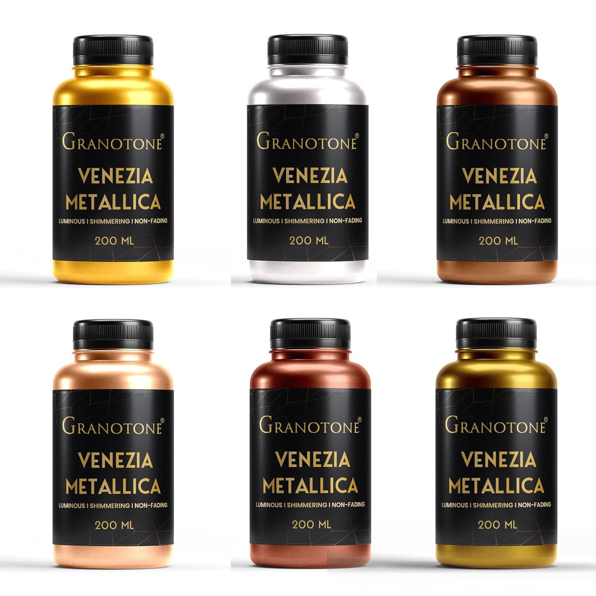 Metallic Acrylic Paint Set - 6 Vibrant Colors, 7 Oz Each | Non-Toxic Student-Friendly Paints For Art, Craft & Hobby | Ideal For Artists & Kids | Premium Quality | Made In India