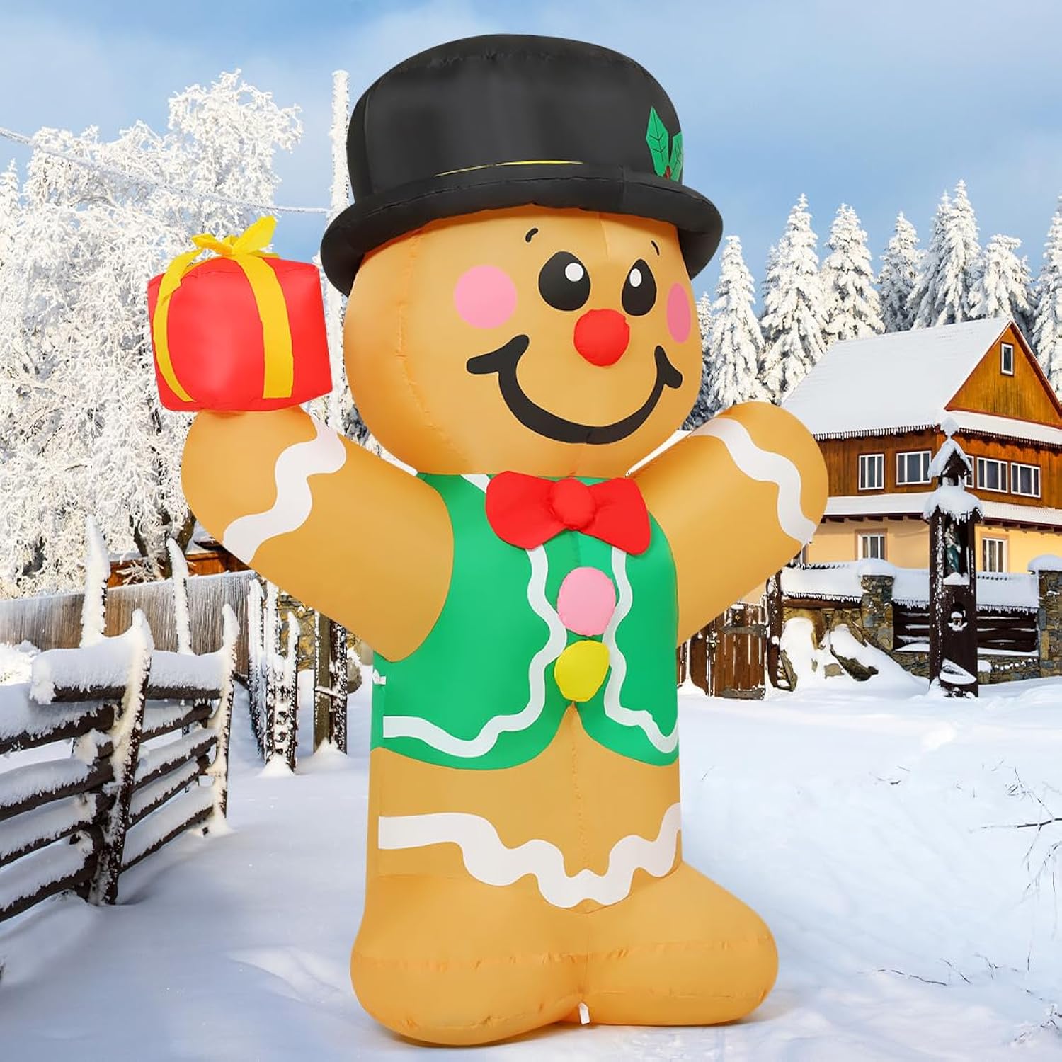 5 Ft Christmas Inflatables Gingerbread Man Outdoor Christmas Decorations Blow Up Yard Decor With Led Lights For Xmas Hol