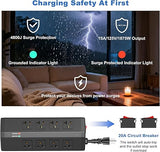 Heavy Duty 8 Outlet Power Strip with 4 USB Ports 6FT 20A Metal Surge Protector Extension Cord