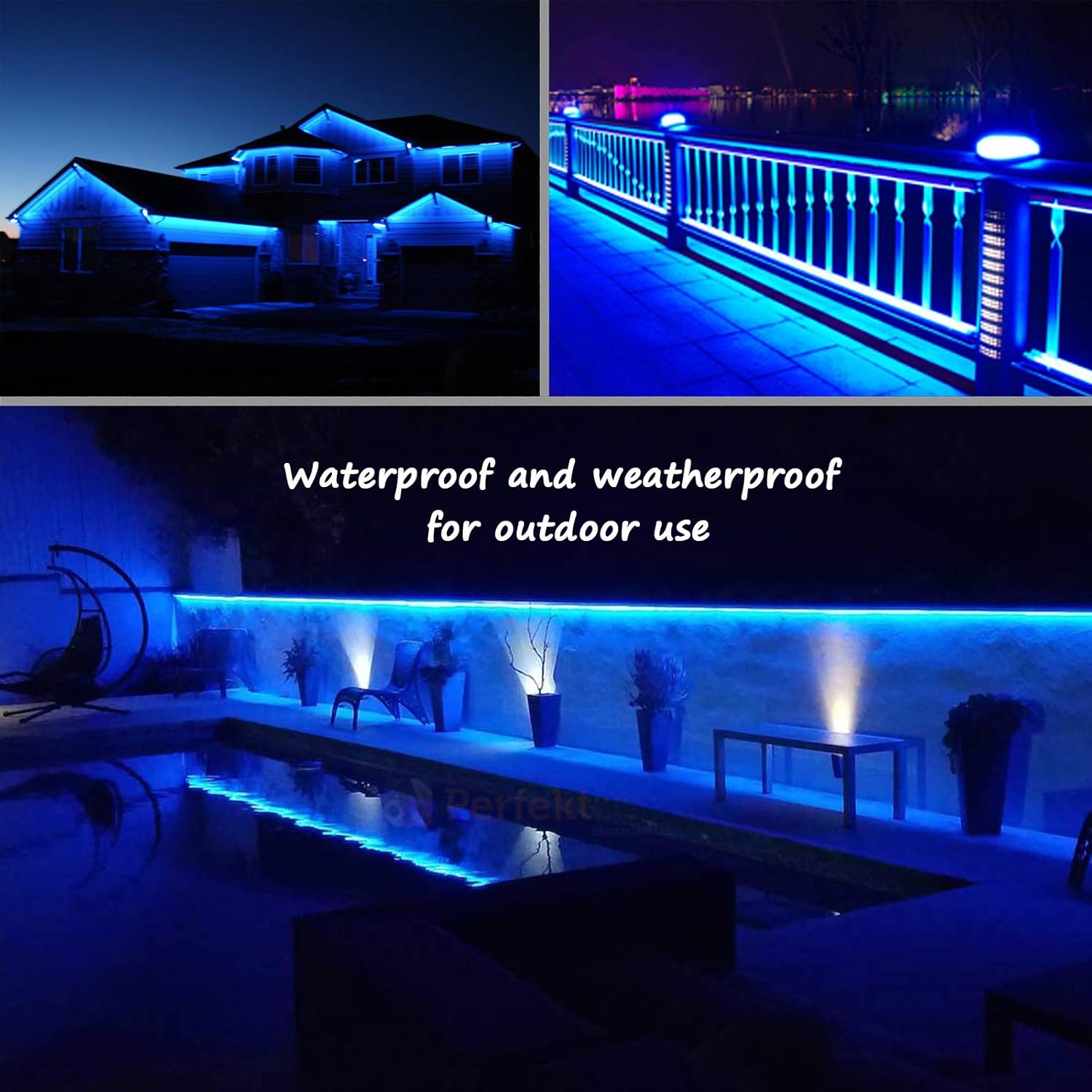Rope Lights, 16Ft Waterproof Connectable Strip Lighting Blue, Indoor Outdoor Mood Lighting For Home Christmas Holiday Garden Patio Party Decoration