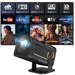 Smart Mini Projector, 1080P, 4K Support, WiFi 6, Bluetooth, Auto Keystone