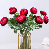 Ranunculus Artificial Flowers, 10Pcs Fake Silk Ranunculus Flowers Faux Flower Bouquet For Wedding Bouquets Centerpieces Vase Home Table Kitchen Decorations(Hot Pink)