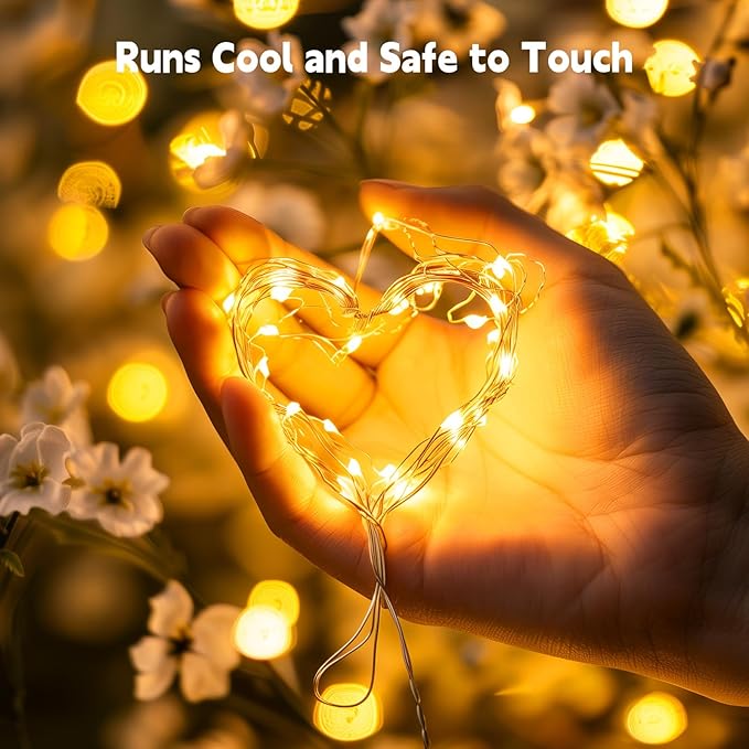 33FT Plug In Fairy Lights 100 LED Warm White Waterproof Silver Wire String Lights for Wedding Patio Indoor Outdoor Decor