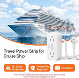 Flat Plug Power Strip 4 Outlets 4 USB Ports 2 Pack 3.3FT Extension Cord Travel Cruise Essentials White