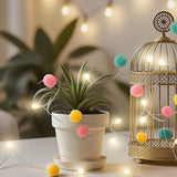 Led Pom Poms Fairy Lights - 21Feet, 20 Led, Battery Operated, Warm White Globe Lights Cute For Home,Kids Playhouse, Holi
