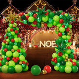 284Pcs Christmas Balloon Garland Arch Kit With Lime Green Dark Green Red Balloons Exploding Star Balloons For Christmas Party Decorations Supplies