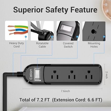 Outdoor Weatherproof Power Strip with 3 AC Outlets and 10 ft Extension Cord