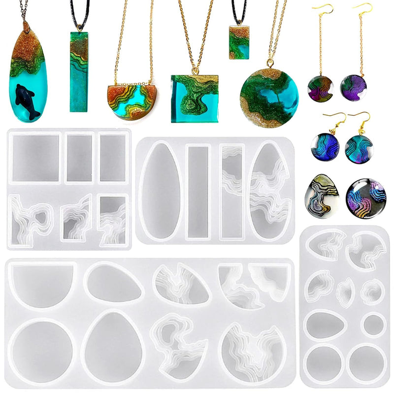 4 Pack Island Resin Pendant Molds, Pendant Silicone Molds Jewelry Resin Casting Molds For Earrings Necklace Keychains Uv Resin Ocean Style Epoxy