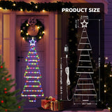 Led Christmas Lights Outdoor,4.6Ft 189 Led Christmas Tree Ladder Light With Star Topper 8 Modes Christmas Decorations Li