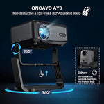 AY3 Mini Projector, 500 ANSI, WiFi/Bluetooth, 360° Stand, Auto Keystone, Black