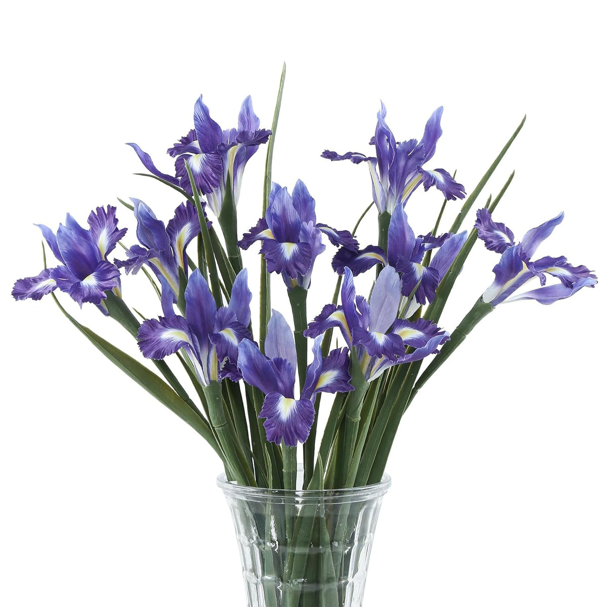 10Pcs Artificial Iris Flowers With 27.5" Long Stem Realistic Faux Silk Iris Flowers For Wedding Centerpieces Bridal Bouquet Home Kitchen Party Décor Flower Arrangements(Deep Purple)
