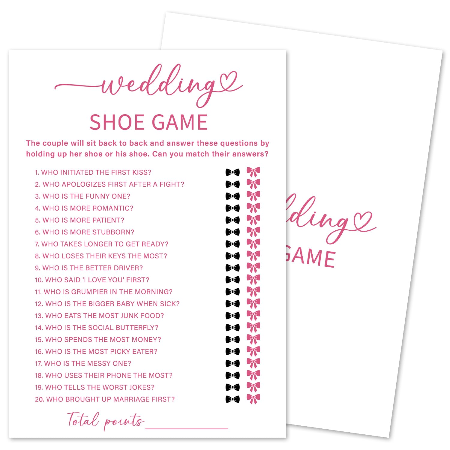 Wedding Shoe Game Cards, Minimalism Wedding Shower Game, 30 Wedding Games Cards, Pink Bridal Shower Games Engagement Party Favors Supplies - B06