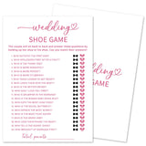 Wedding Shoe Game Cards, Minimalism Wedding Shower Game, 30 Wedding Games Cards, Pink Bridal Shower Games Engagement Party Favors Supplies - B06
