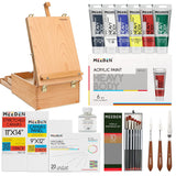 Acrylic Paint Set - 35 Pcs Painting Kits For Adults With Tabletop Sketch Box Easel, Paint Brushes, Heavy Body Acrylic Paints, Canvas & Accessories - Premium Art Supplies For Beginners & Artists