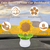 Handmade Crochet Flowers Artificial Sunflower Decor - Cute Desk & Car Dashboard Ornament, For Women Birthday Christmas Party Decor, Motivational Home Office Decor