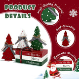 Christmas Decoration 6Pcs Table Centerpieces, Tabletop Christmas Decor For Tiered Tray Shelf Mantel Fireplace Coffee Bar Office Desk Farmhouse Xmas Holiday Decoration Wood Faux Book And Tree Sign