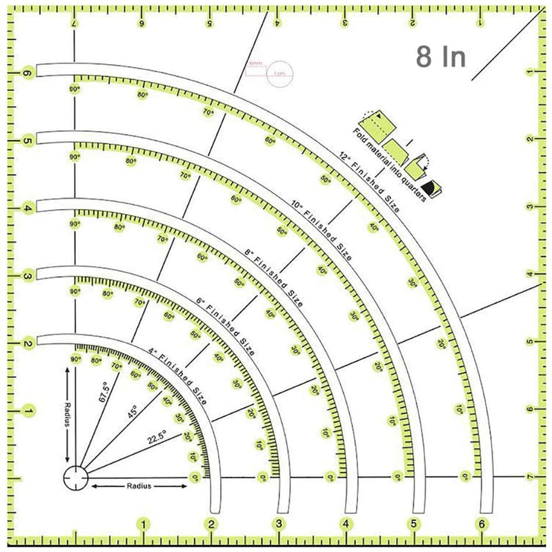 Arcs & Fans Circle Cutter Quilting Ruler - Multifunctional Patchwork Quilt Acr