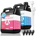 Epoxy Resin 2Gallon - Crystal Clear Epoxy Resin Kit - No Yellowing No Bubble Art Resin Casting Resin For Art Crafts, Jewelry Making, Wood & Resin Molds(1 Gallon X 2)