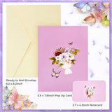 Birthday Cards For Women, Gold-Edged Butterfly Pop Up Card, Butterfly Gifts For Mom, Grandma, Sister, 3D Greeting Cards For Birthday, Thank You, Blank Notecard & Envelope