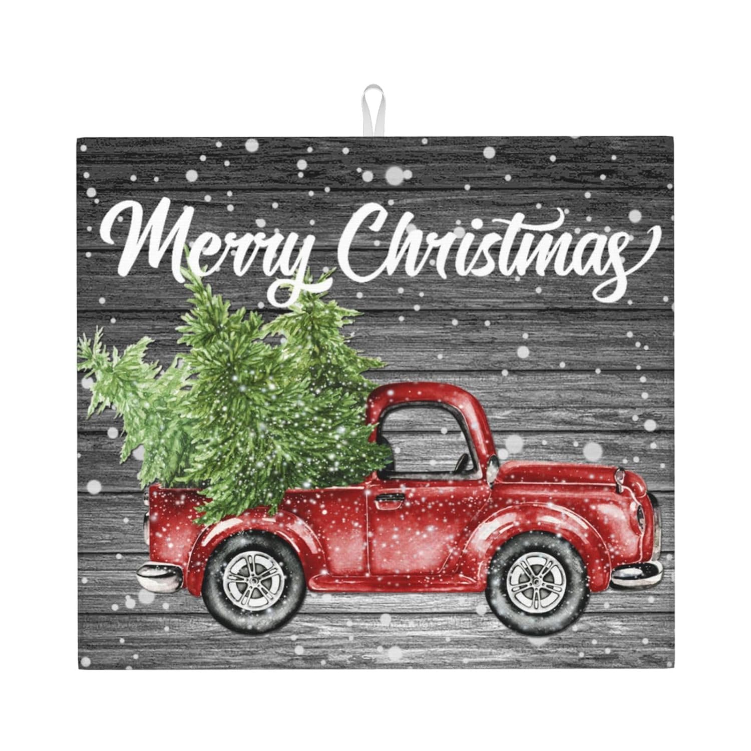 Farm Rustic Vintage Retro Old Merry Christmas Red Truck Drying Mat 16X18 Inch For Kitchen Counter Drying Mats Dish For Kitchen Counter Easy Clean Kitchen