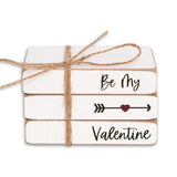 Valentine Wood Book Stack - Be My Valentine Book Bundle, Tiered Tray Decor,Valentine Decor, Farm Book Stack, Handmade Decor