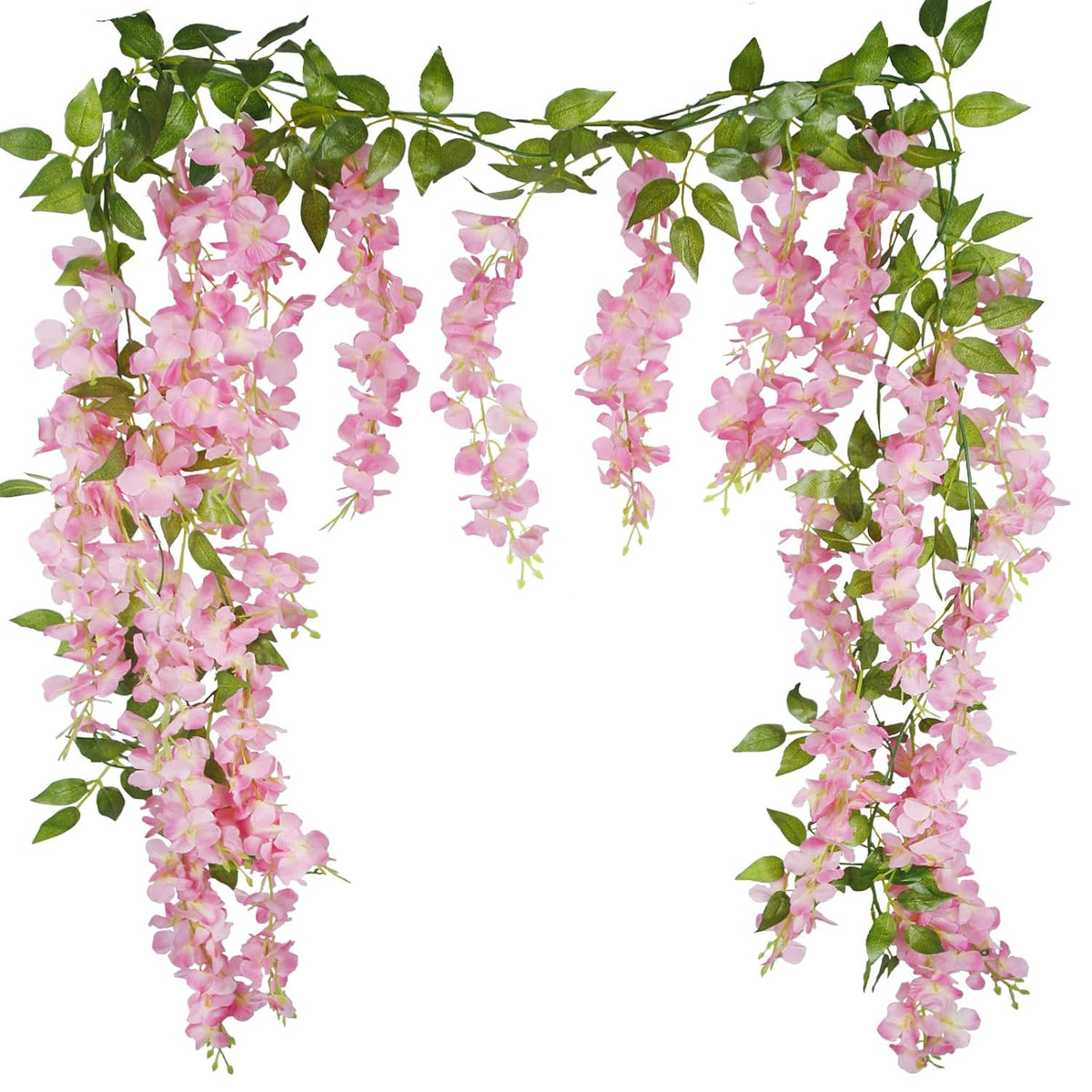 2 Pcs Wisteria Hanging Flowers Wisteria Flowers Vine Garland Wedding Arch Decoration Pink Artificial Wisteria Vines Hanging Flower Vines Silk For Party Garden Home Table Backdrop 6 Feet