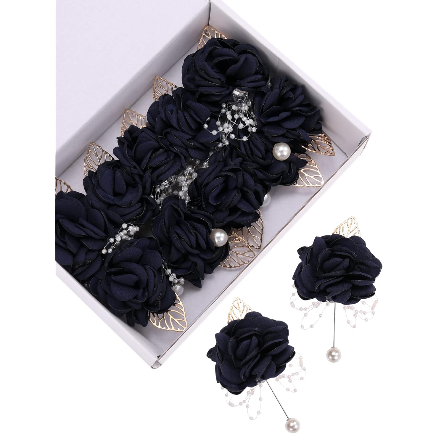 Flower Corsage Wedding Corsage Handmade Boutonniere Lapel Pins Boutonniere Set Satin Corsage And Wrist Flower Set For Prom Wedding Party10 Pieces Blush Pink)