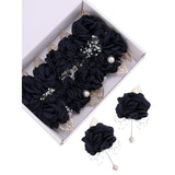 Flower Corsage Wedding Corsage Handmade Boutonniere Lapel Pins Boutonniere Set Satin Corsage And Wrist Flower Set For Prom Wedding Party10 Pieces Blush Pink)