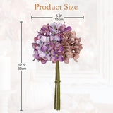 9 Pcs Fall Hydrangea Artificial Flowers For Decoration, Fall Artificial Flowers Floral Stems For Centerpieces, 12.5" Falls Silk Flower Fake Flower Bouquet For Autumn Farmhouse Wedding Decor, Purple