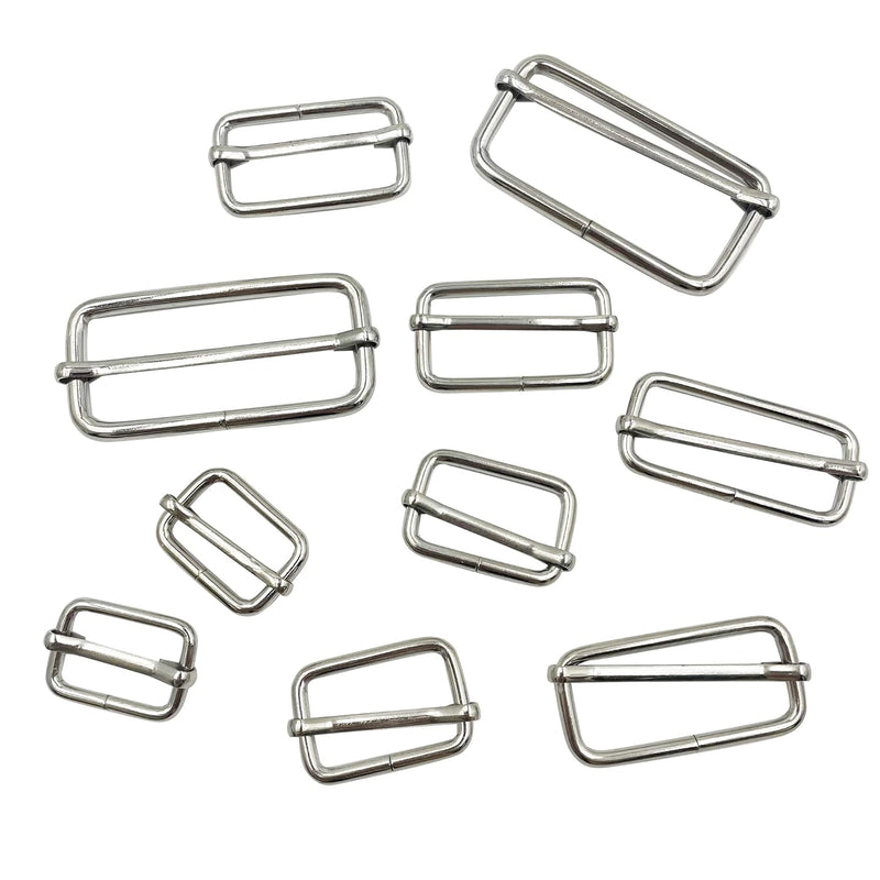 30Pcs Metal Rectangle Adjuster Triglides Slides Buckle, Roller Pin Buckles Sli