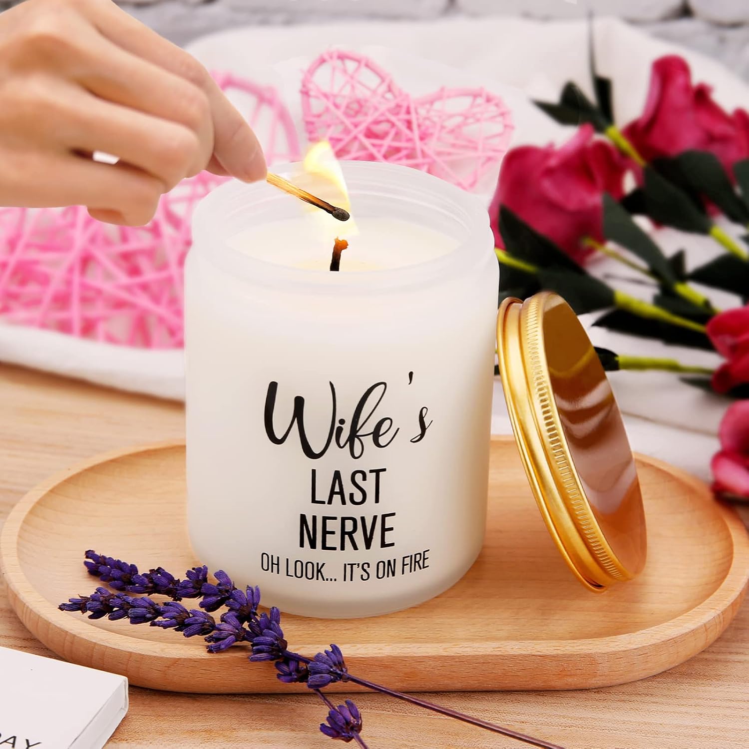 Valentines Day Gifts For Her - Wife'S Last Nerve Candle - Wedding Or Christmas Birthday Gifts For Women Wife Friends From Husband - Valentine Candles Gift Ideas For Anniversary/Mother'S Day
