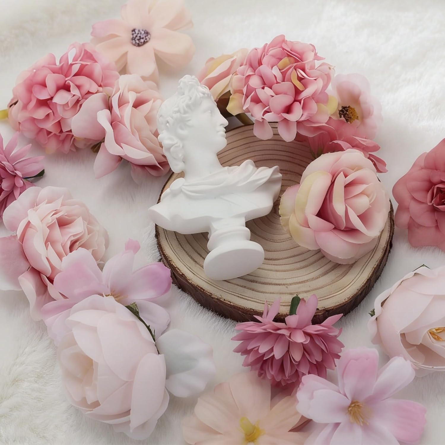 20Pcs Pink Roses Artificial Flowers Bouquet For Graduation Cap Diy, Wedding Cake Decor, Party Floral Arrangement, Home Decoration
