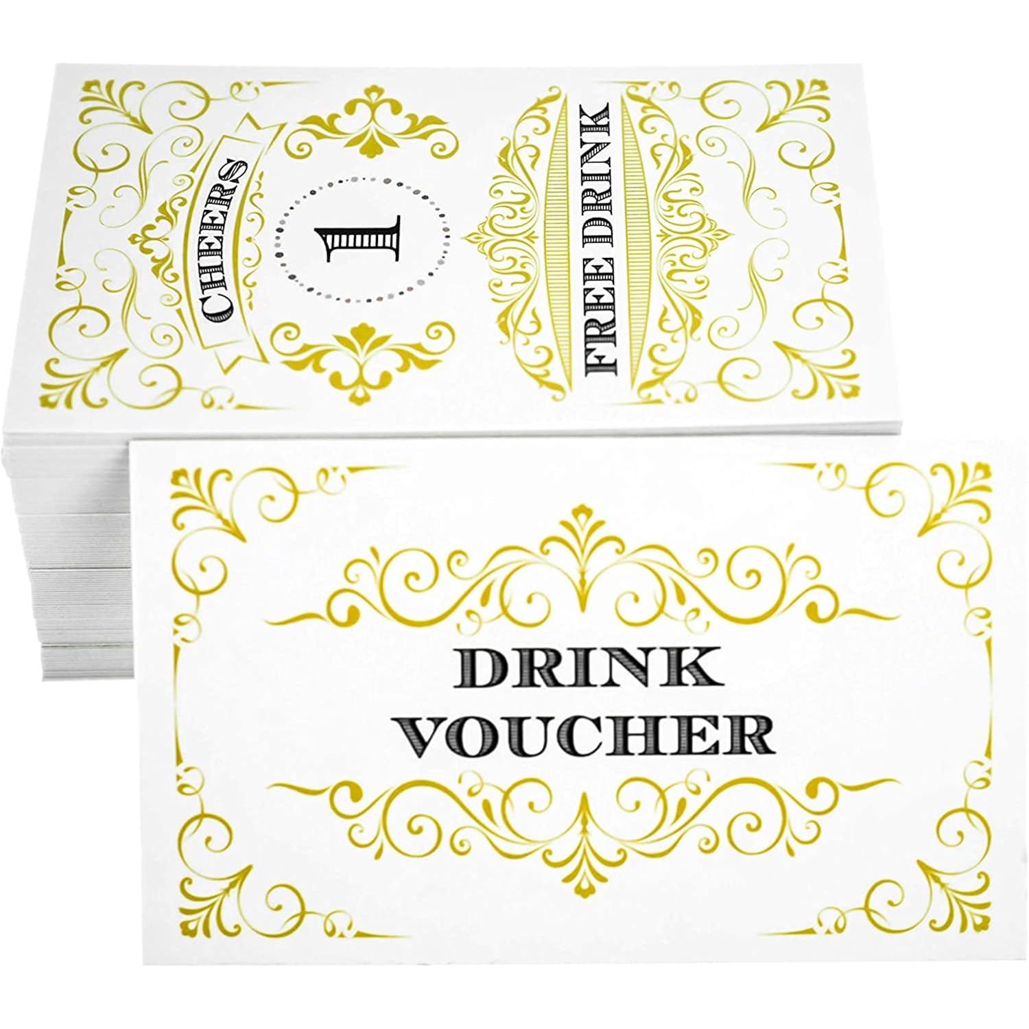 100 Free Drink Tickets Coupons For A Free Drink Wedding Work Event Party Bar Fundraiser Gold