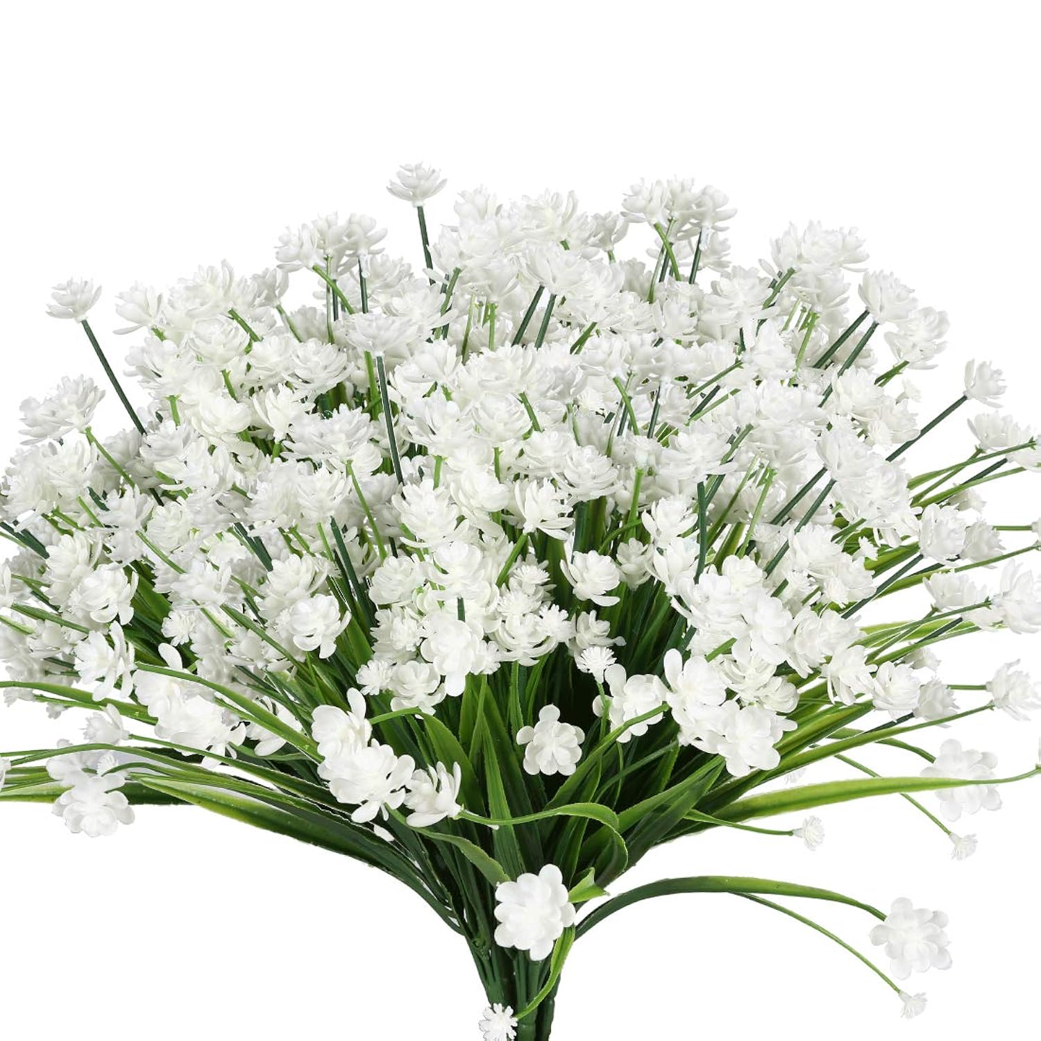 20Pcs Artificial Flowers,Fake Greenery Faux Plastic Bushes Fake Shrubs Uv Resistant No Fade Faux Plastic Flowers For Wedding Hanging Bouquet Indoor Outdoor Home Garden Office Table Vase(White)