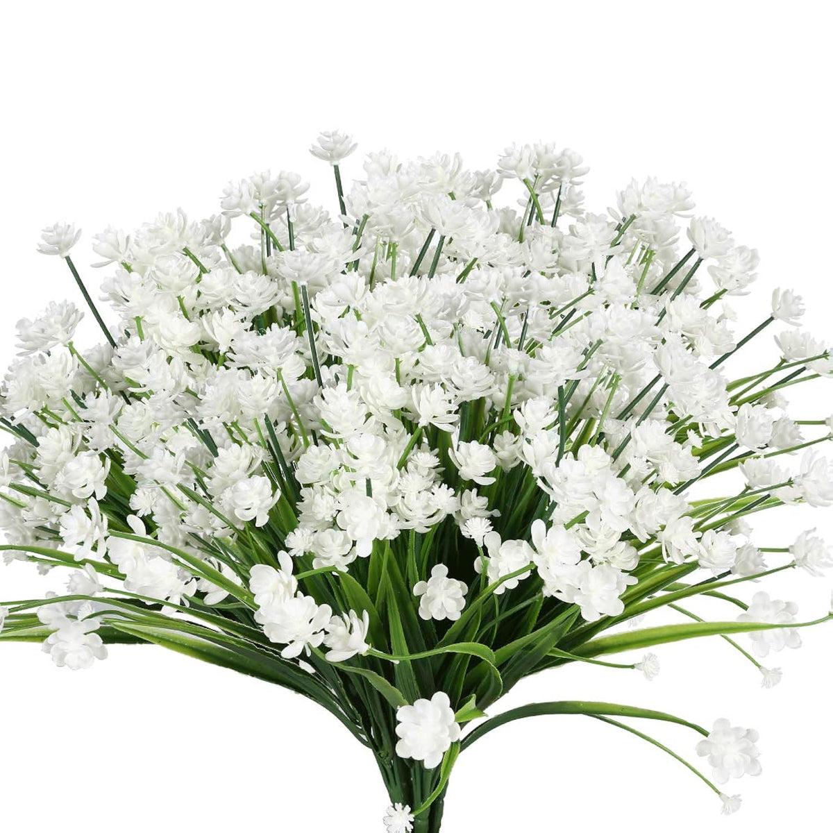 20Pcs Artificial Flowers,Fake Greenery Faux Plastic Bushes Fake Shrubs Uv Resistant No Fade Faux Plastic Flowers For Wedding Hanging Bouquet Indoor Outdoor Home Garden Office Table Vase(White)