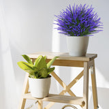 12 Bundles Fake Outdoor Flowers Uv Resistant Plants Artificial Lavender Faux Plastic Shrubs Window Box Garden Porch Home Decor(Purple)