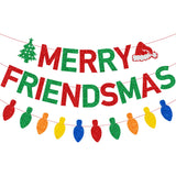 Red Green Glitter Merry Friendsmas Banner And Colorful Light Bulb Banner Friends Christmas Dinner Party Garland Banner Friendsmas Merry Christmas Holiday Party Fireplace Decorations