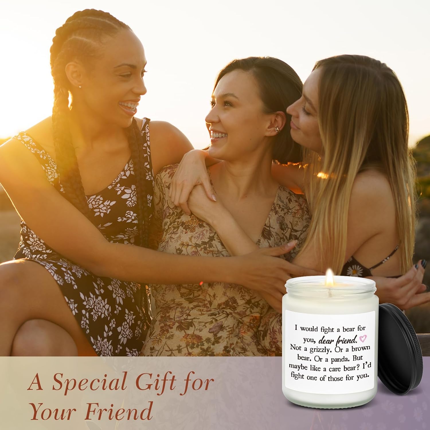 Friend Gifts For Women, Friend Birthday, Friendship Gifts For Women Soul Sister Bestie, Handmade Lavender Natural Soy Wax Candle (7Oz)