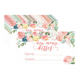 Baby In Bloom Baby Shower How Many Kisses For The Mommy To Be Game, Pink Floral Boho Girl Guess How Many Game (Extra Cards)