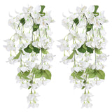 Artificial Bougainvillea Hanging Flowers 2Pcs Uv Resistant Fake Silk Bougainvillea Plant Vine Faux Flowers For Garden Yard Porch Patio Wedding Wall Home Outdoor Decor (White)