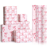 Pink Bow Wrapping Paper 2 Rolls - 17X16.5 Ft Each - Kraft Gift Wrap Supplies Decorations For Valentine'S, Girls Birthday, Christmas, Wedding, Baby Shower, 2 Design