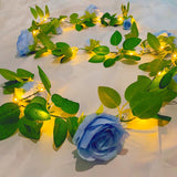 6.56Ft Artificial Rose Flower String Lights Battery Powered Flower Garland With 20 Led String Lights, Silk Rose Faux Floral Fairy Lights For Garden Table Wedding Diy Decor