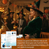 Hilarious Baby Shower Games, Halloween Baby Family Feud, 30 Double-Sided Game Cards & 1 Answer Card For Little Ghost Gender Reveal Spooky Party Favor Supplies - C08