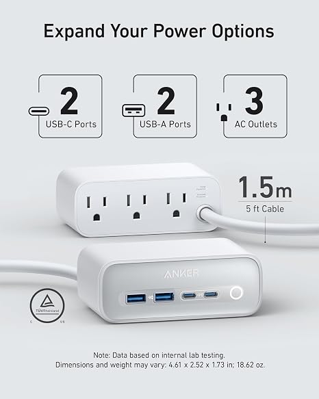 7-in-1 USB-C Charging Station Power Strip with 65W Max Fast Charging