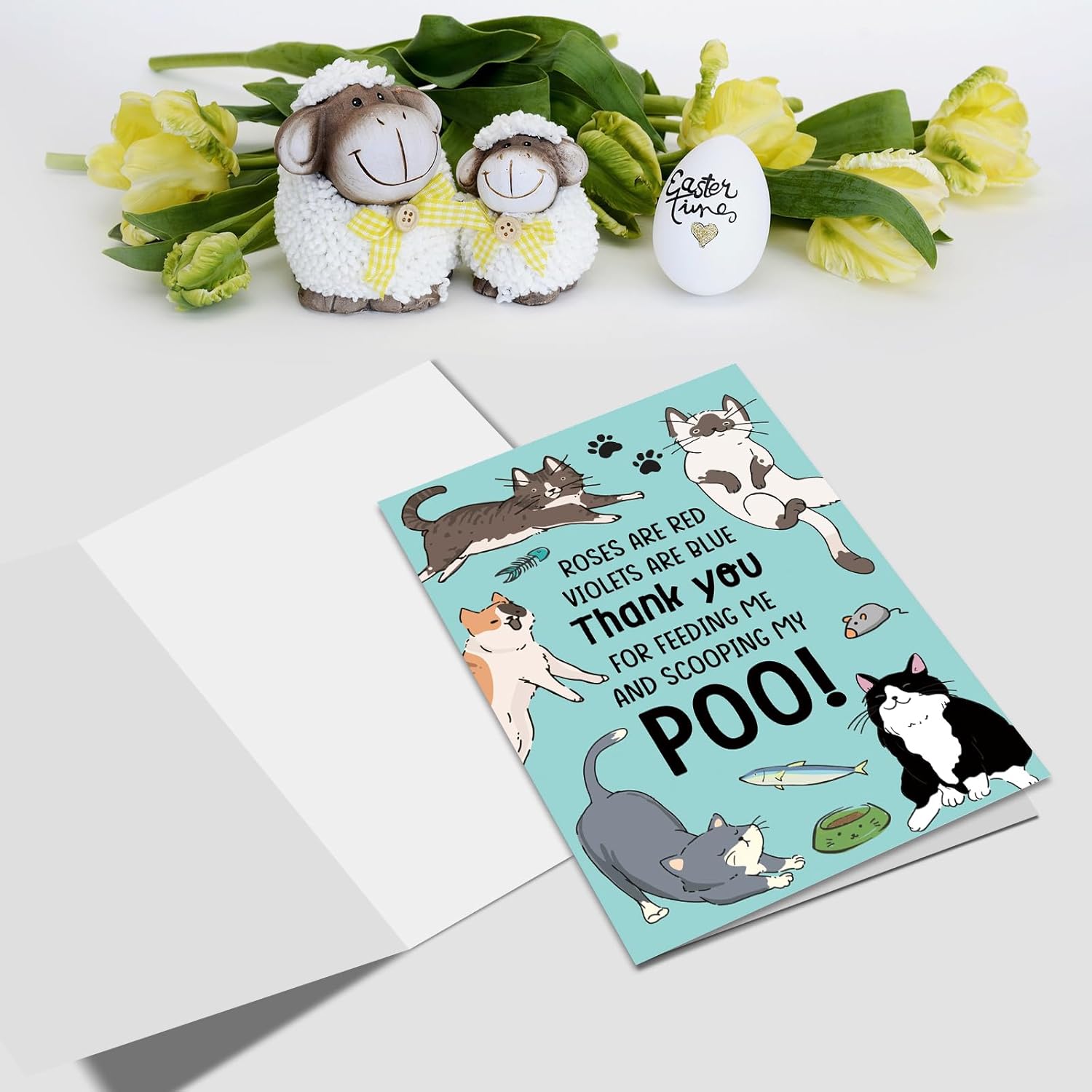 Cat Mom Birthday Card, Funny Mother'S Day Card For Cat Mom, Cute Mother'S Day Cards From Cats, Thank You For Feeding Me And Scooping My Poo